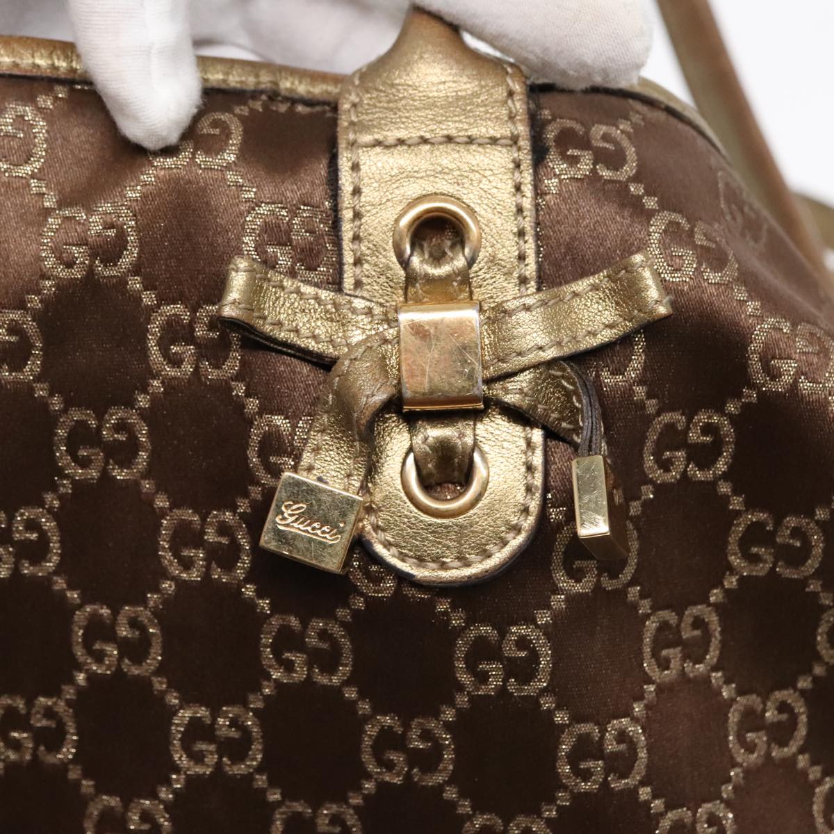 GUCCI GG Canvas Tote Bag Gold Tone bs18147