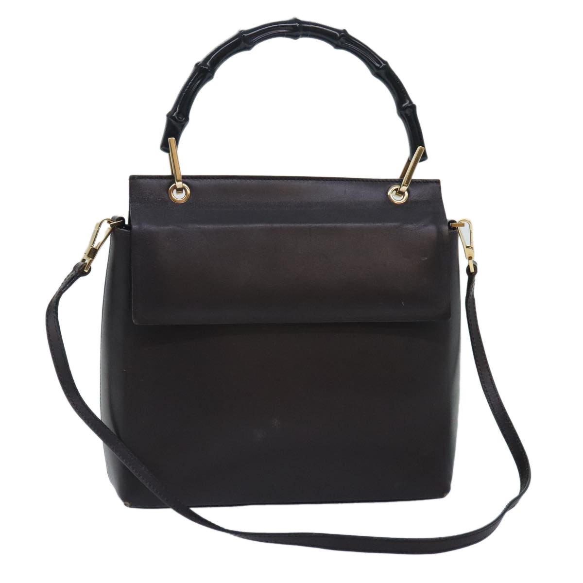 GUCCI Bamboo Hand Bag Leather 2way Brown bs18151