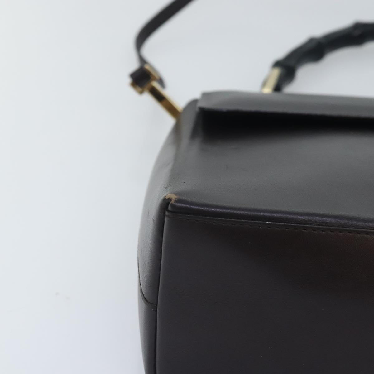 GUCCI Bamboo Hand Bag Leather 2way Brown bs18151