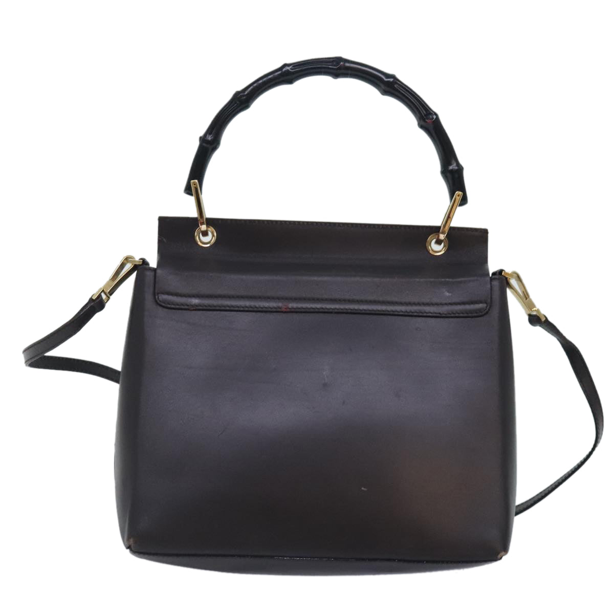GUCCI Bamboo Hand Bag Leather 2way Brown bs18151
