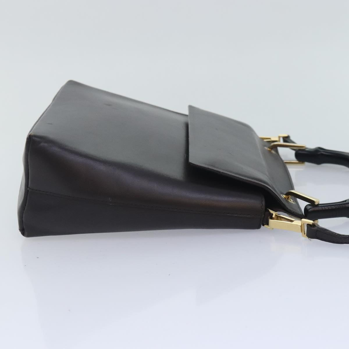 GUCCI Bamboo Hand Bag Leather 2way Brown bs18151