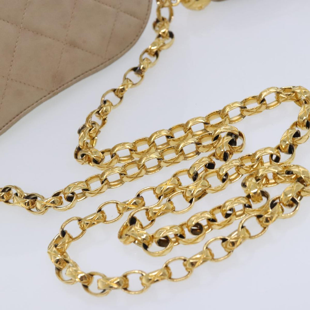 CHANEL Matelasse Chain Shoulder Bag Lamb Skin Beige Gold CC bs18171