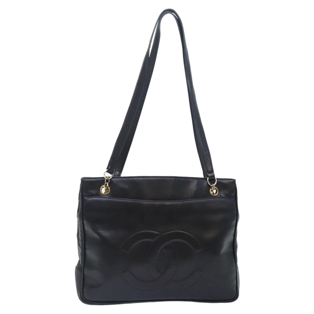 CHANEL Shoulder Bag Leather Black CC bs18212