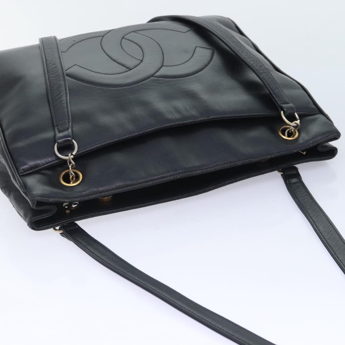 CHANEL Shoulder Bag Leather Black CC bs18212