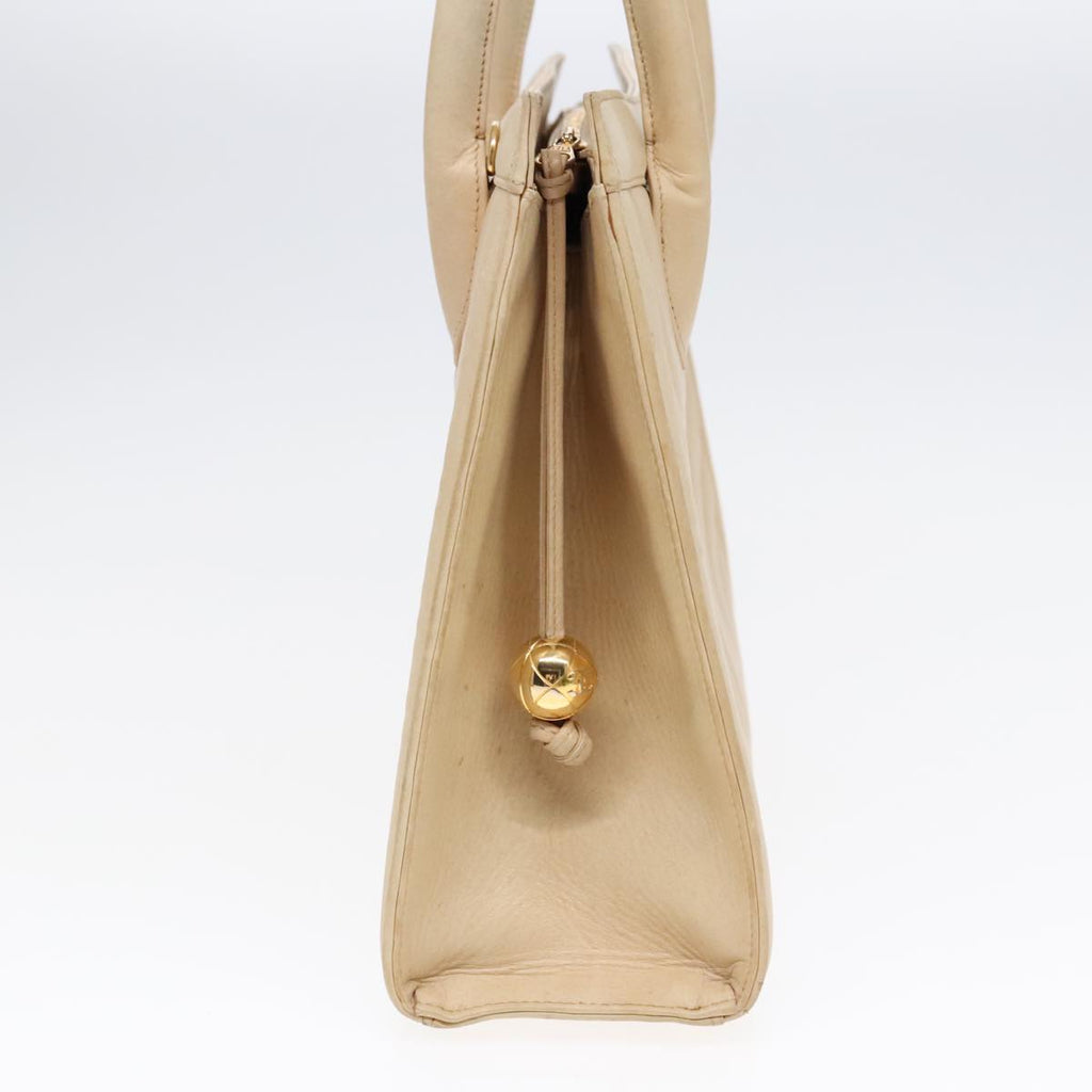 CHANEL V Stitch Hand Bag Lamb Skin 2way Beige CC bs18217