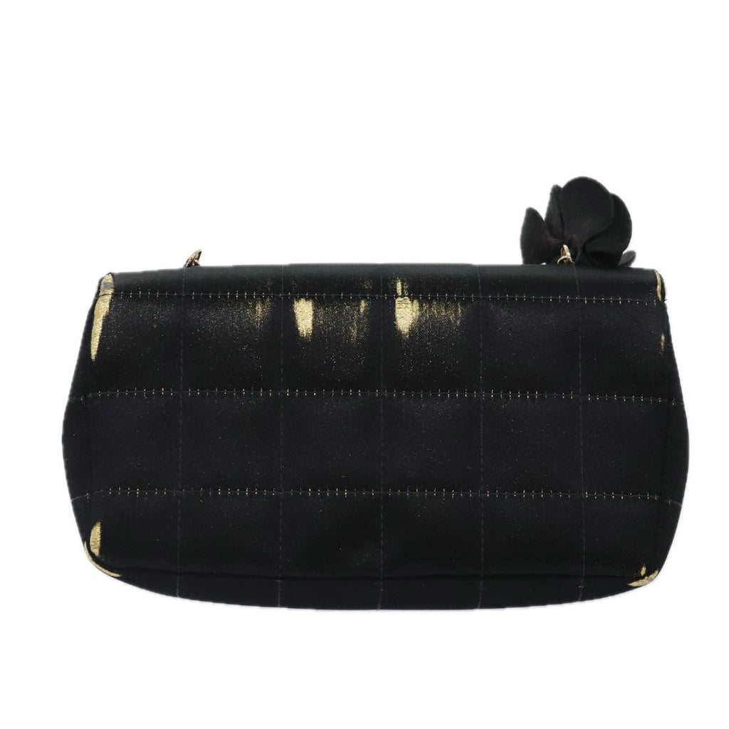 CHANEL Choco Bar Chain Shoulder Bag Satin Black CC bs18254