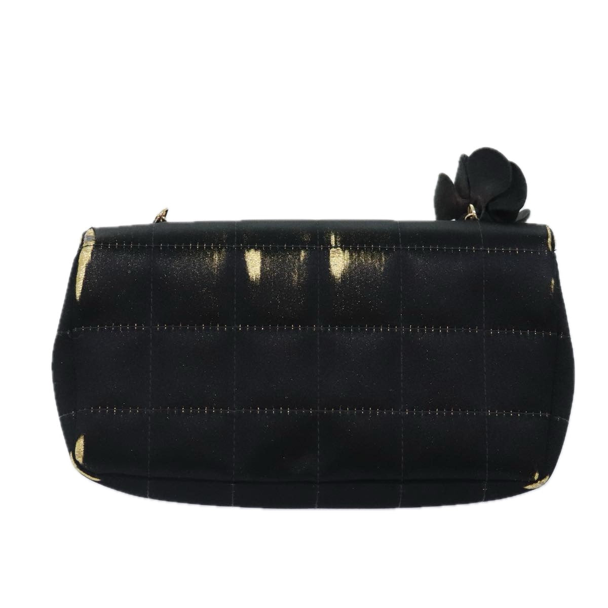 CHANEL Choco Bar Chain Shoulder Bag Satin Black CC bs18254