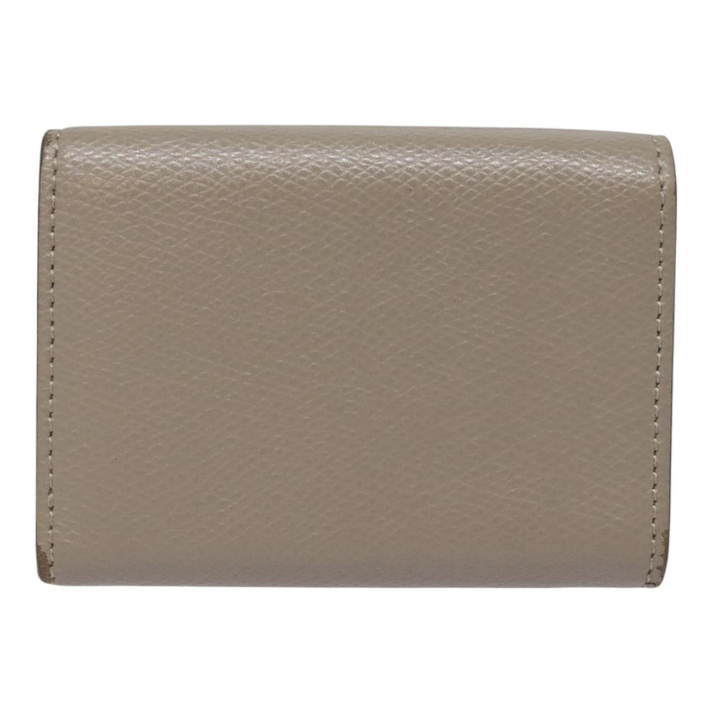 FENDI Compact Wallet Leather Beige Gold bs18278