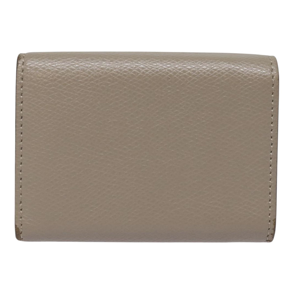 FENDI Compact Wallet Leather Beige Gold bs18278