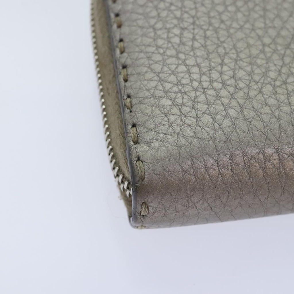FENDI Celeria Long Wallet Leather Silver bs18313