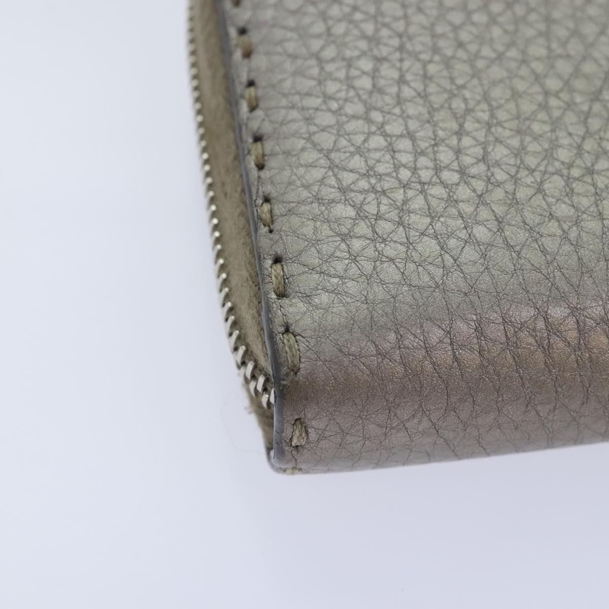 FENDI Celeria Long Wallet Leather Silver bs18313