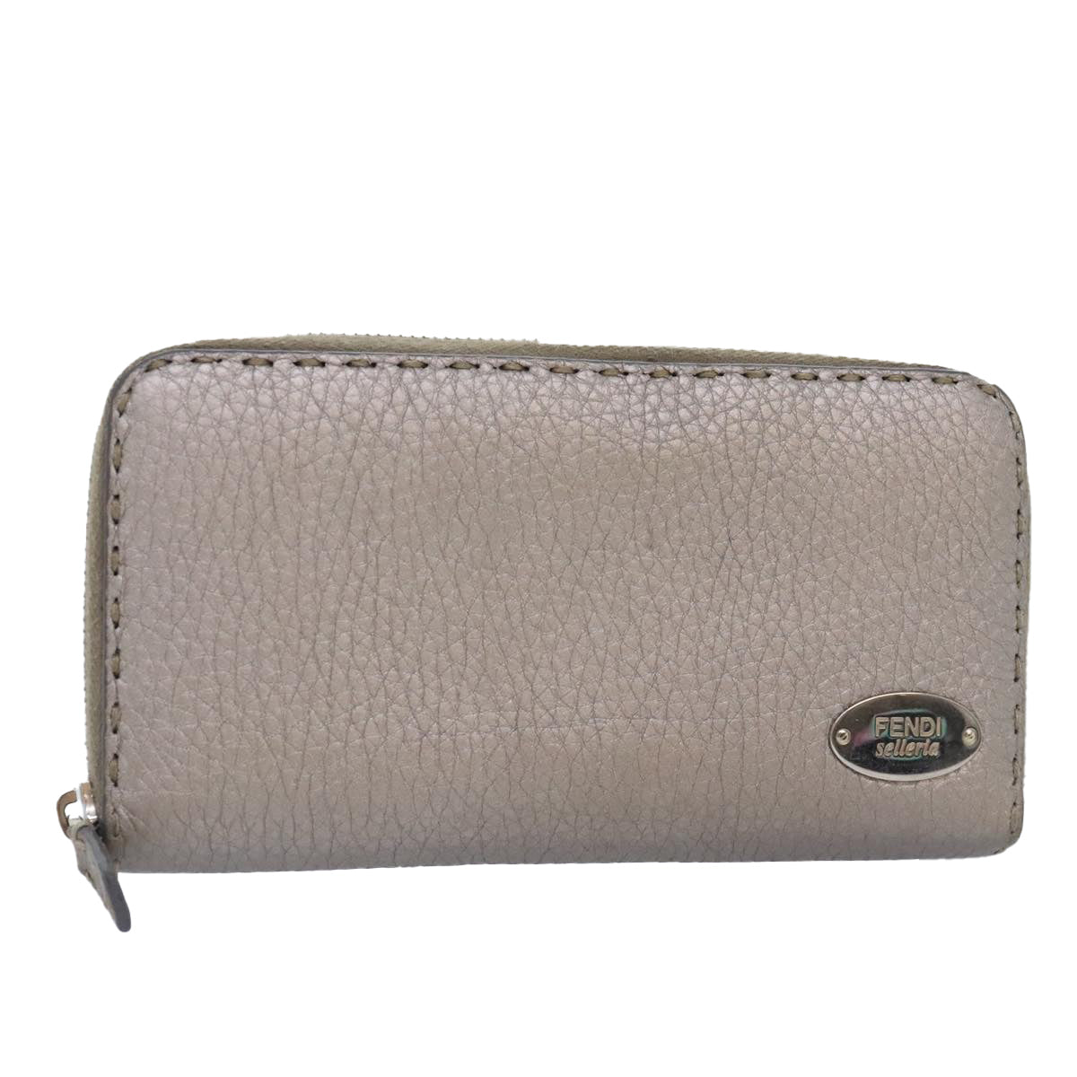 FENDI Celeria Long Wallet Leather Silver bs18313