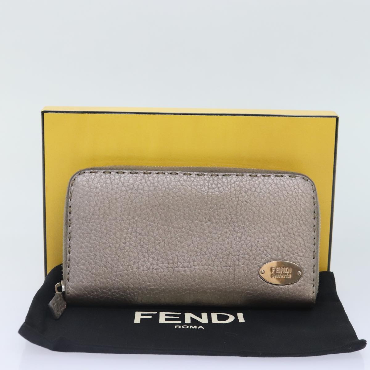 FENDI Celeria Long Wallet Leather Silver bs18313