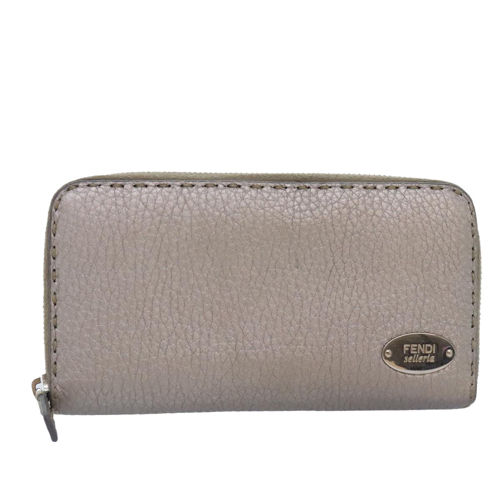 FENDI Celeria Long Wallet Leather Silver bs18313