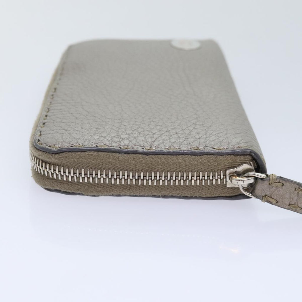 FENDI Celeria Long Wallet Leather Silver bs18313
