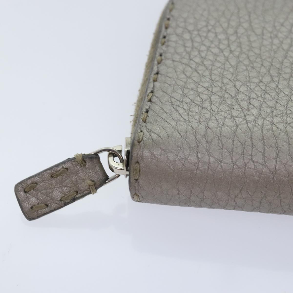 FENDI Celeria Long Wallet Leather Silver bs18313