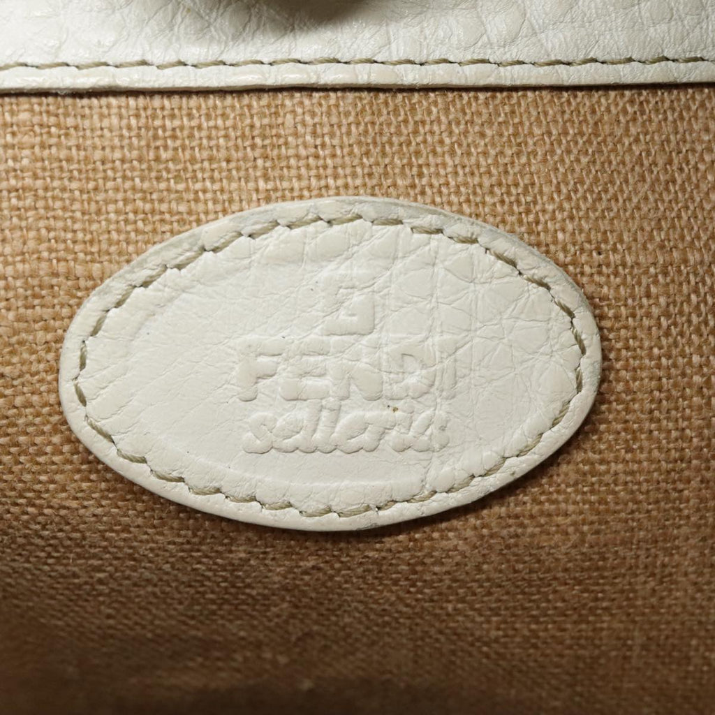 FENDI Celeria Shoulder Bag Leather Silver White bs18319