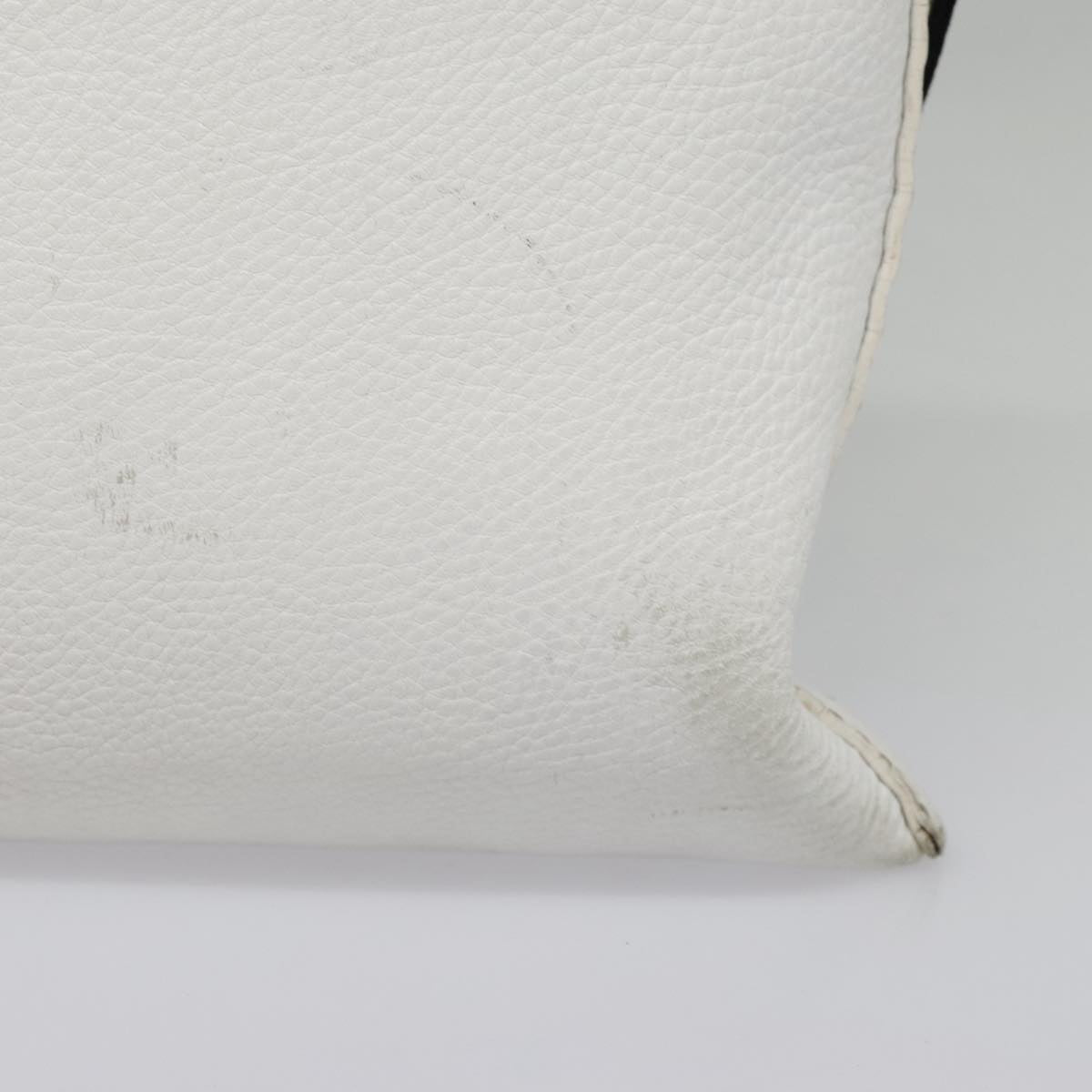 FENDI Celeria Shoulder Bag Leather Silver White bs18319
