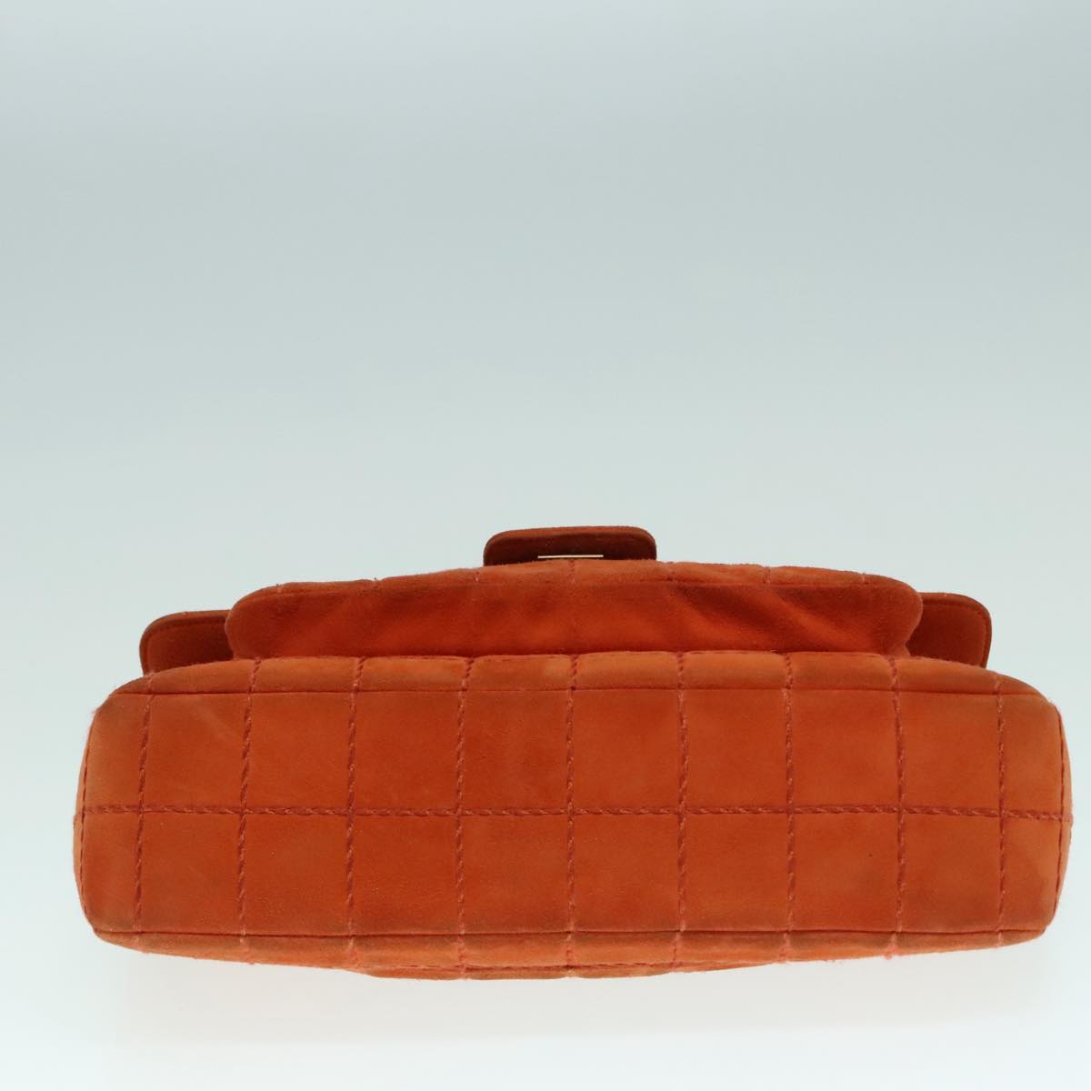 CHANEL Choco Bar Chain Shoulder Bag Suede Gold Orange CC bs18325