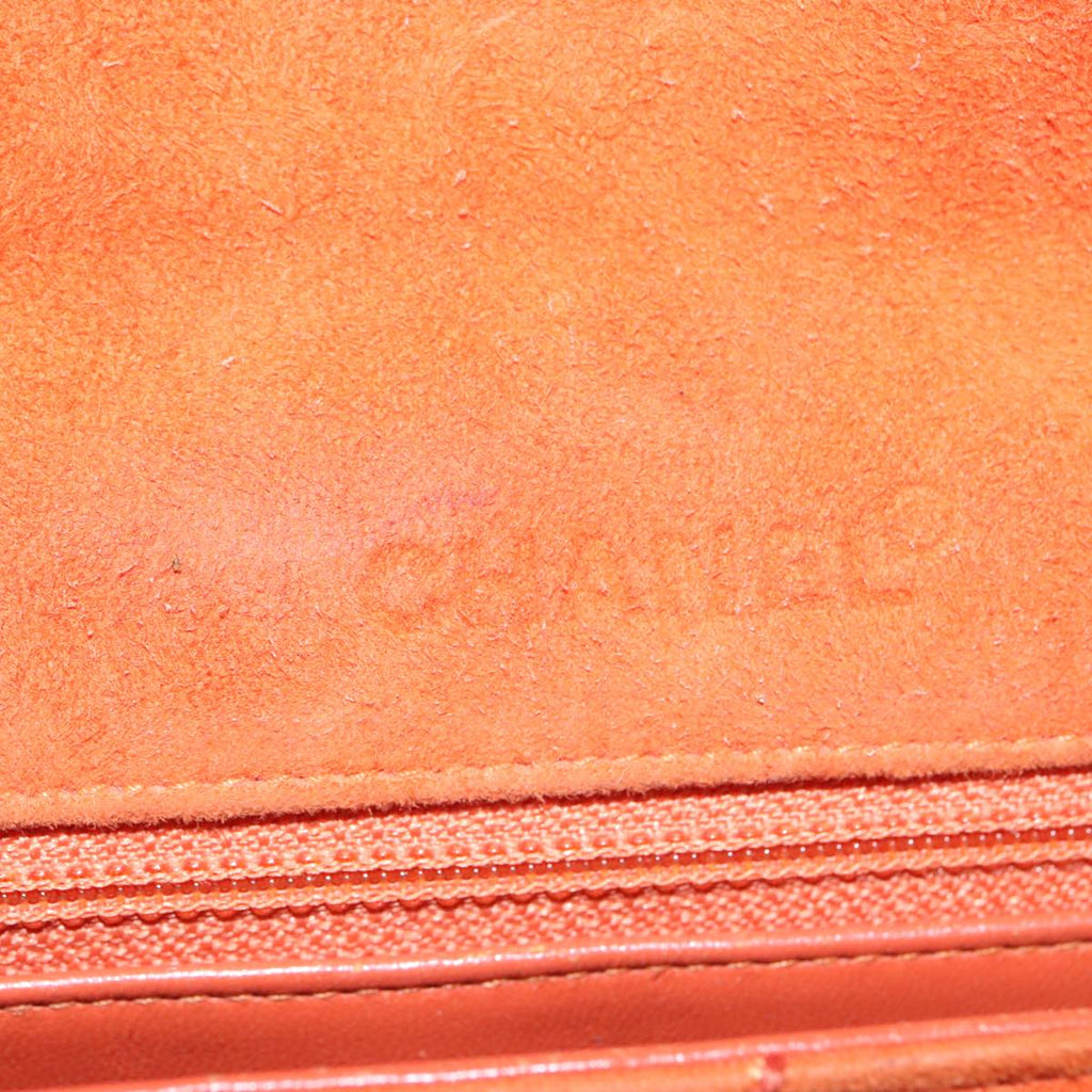 CHANEL Choco Bar Chain Shoulder Bag Suede Gold Orange CC bs18325