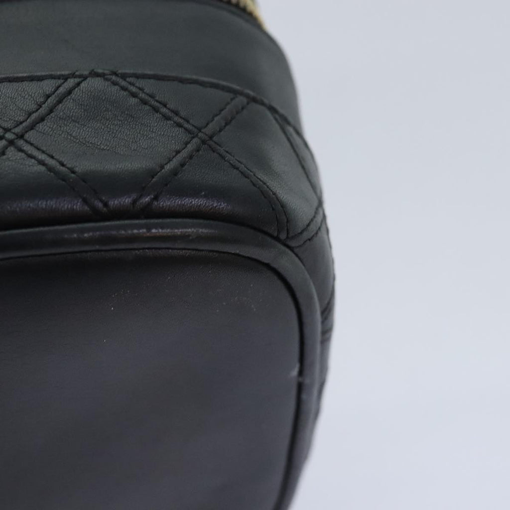 CHANEL Bicolore Vanity Cosmetic Pouch Leather Black CC bs18328