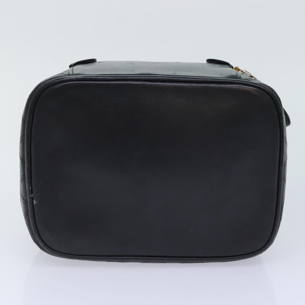 CHANEL Bicolore Vanity Cosmetic Pouch Leather Black CC bs18328