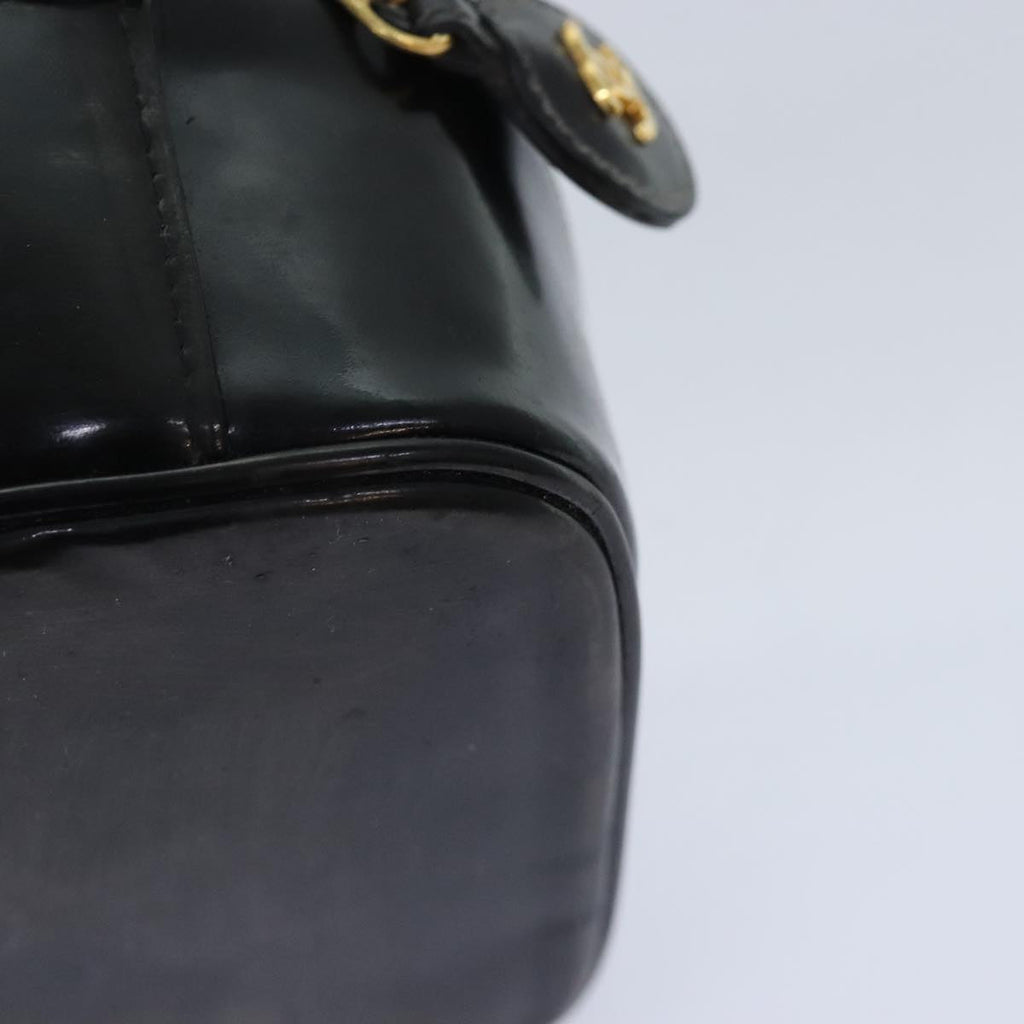 CHANEL COCO Mark Vanity Pouch Patent leather Black Gold CC bs18347