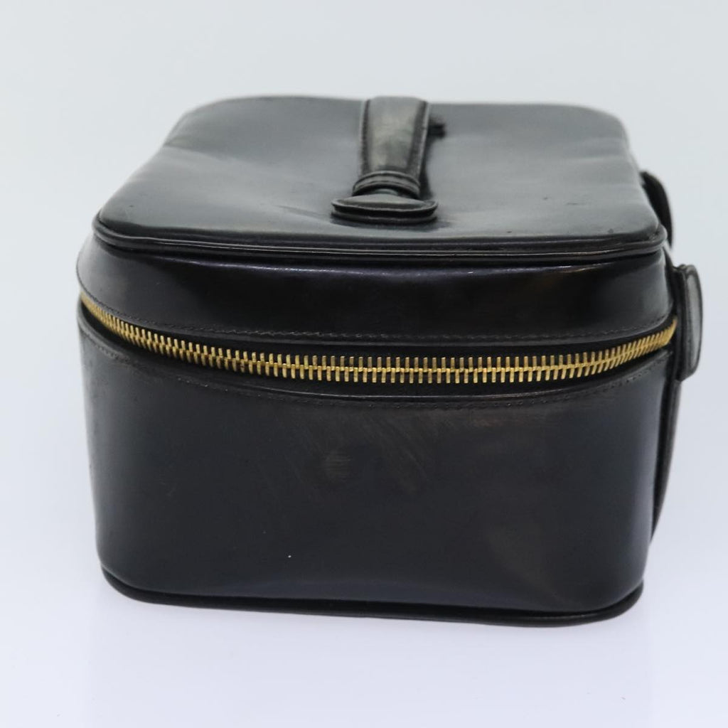 CHANEL COCO Mark Vanity Pouch Patent leather Black Gold CC bs18347