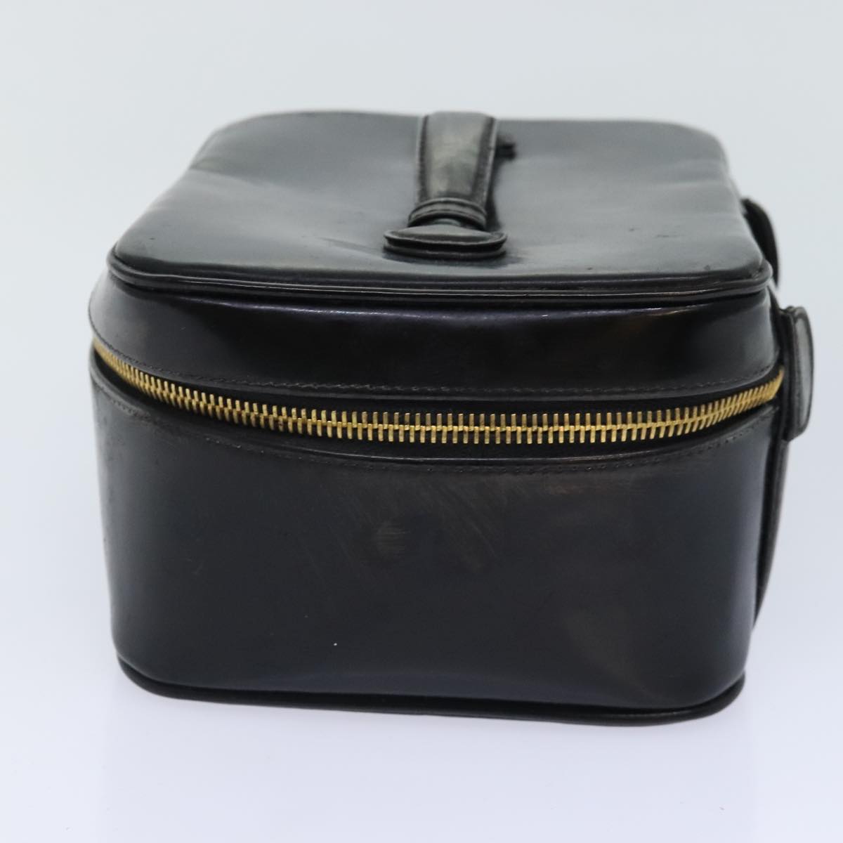 CHANEL COCO Mark Vanity Pouch Patent leather Black Gold CC bs18347