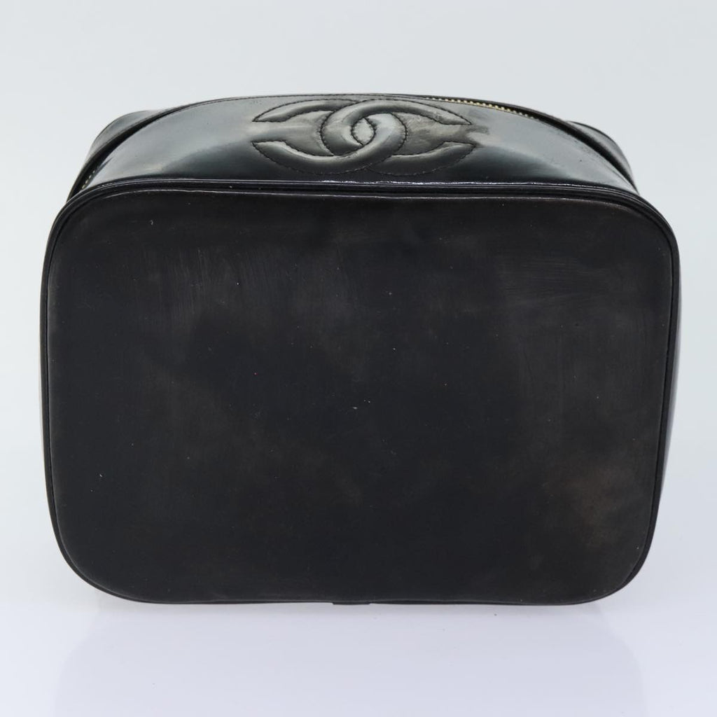 CHANEL COCO Mark Vanity Pouch Patent leather Black Gold CC bs18347