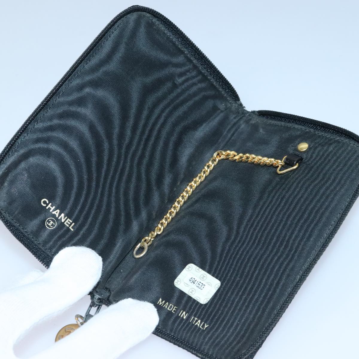CHANEL Key Case Caviar Skin Black Gold CC bs18348
