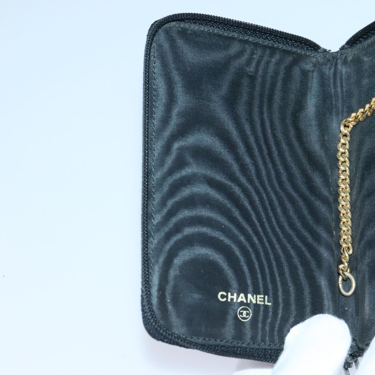 CHANEL Key Case Caviar Skin Black Gold CC bs18348