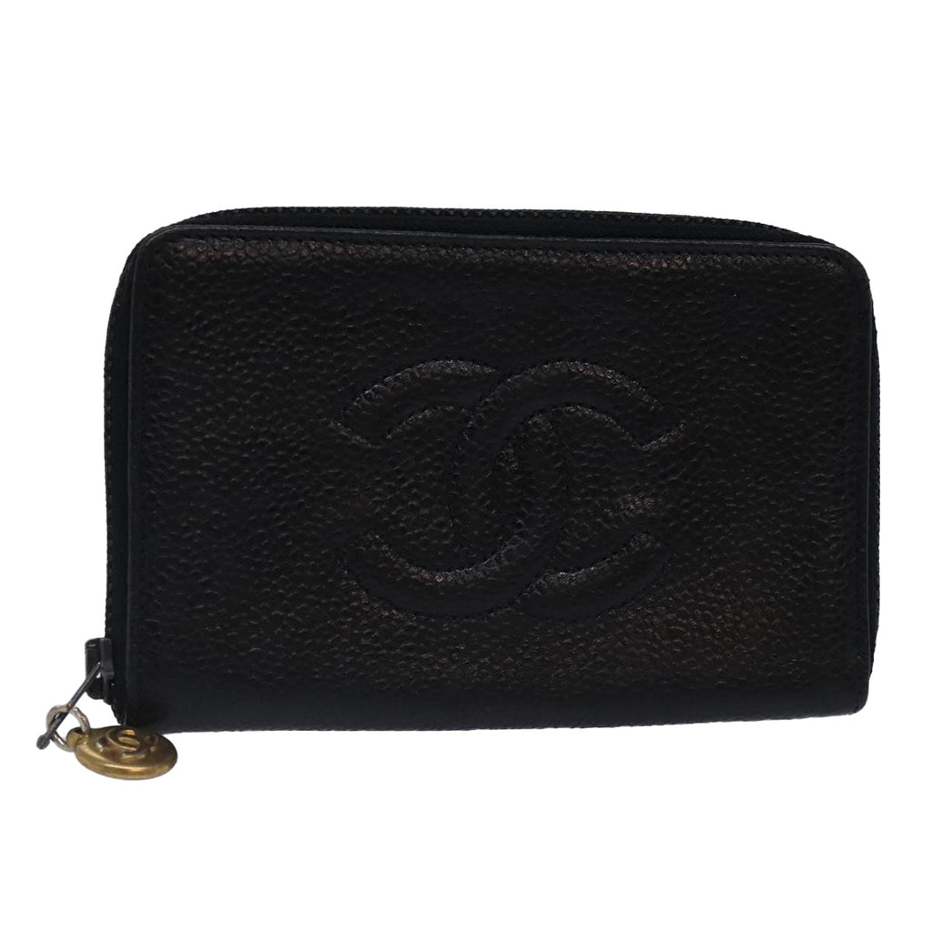 CHANEL Key Case Caviar Skin Black Gold CC bs18348
