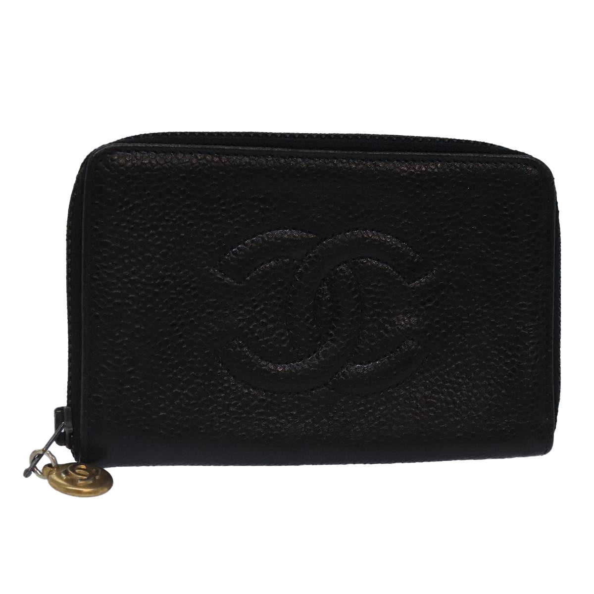CHANEL Key Case Caviar Skin Black Gold CC bs18348