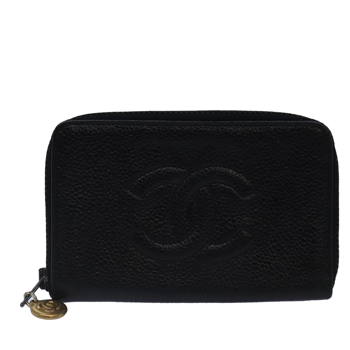 CHANEL Key Case Caviar Skin Black Gold CC bs18348