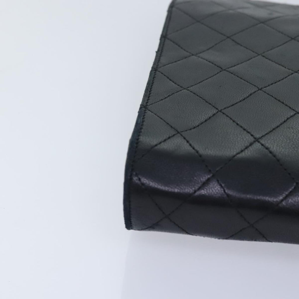 CHANEL Matelasse Chain Shoulder Bag Lamb Skin Black Gold CC bs18351