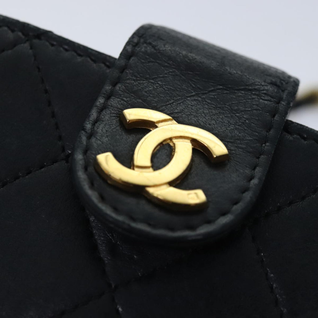 CHANEL Matelasse Chain Shoulder Bag Lamb Skin Black Gold CC bs18351