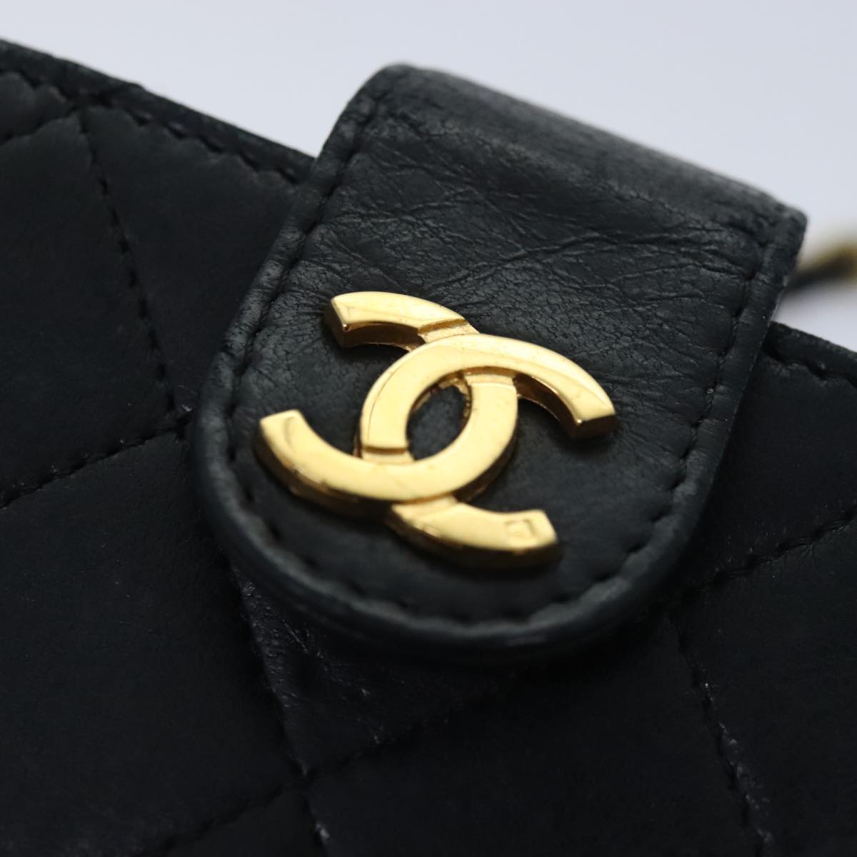 CHANEL Matelasse Chain Shoulder Bag Lamb Skin Black Gold CC bs18351