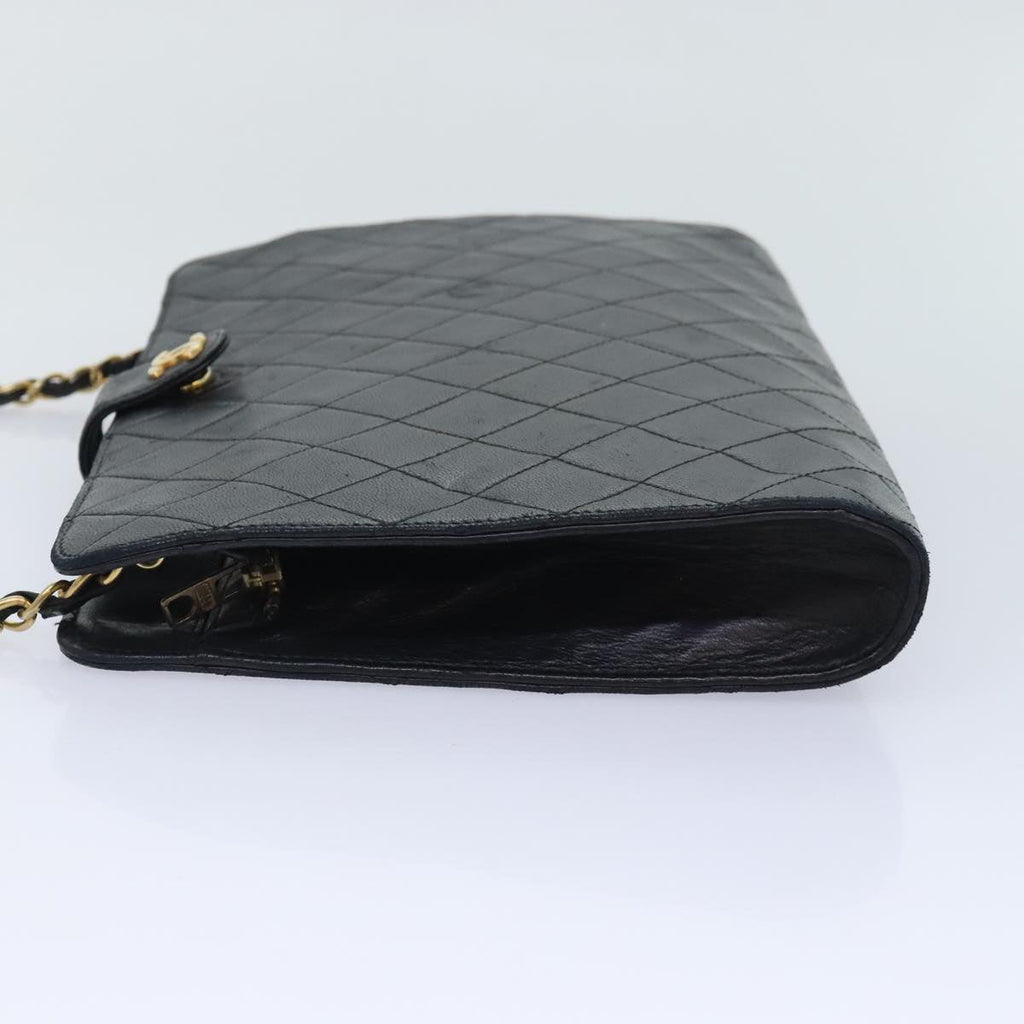 CHANEL Matelasse Chain Shoulder Bag Lamb Skin Black Gold CC bs18351
