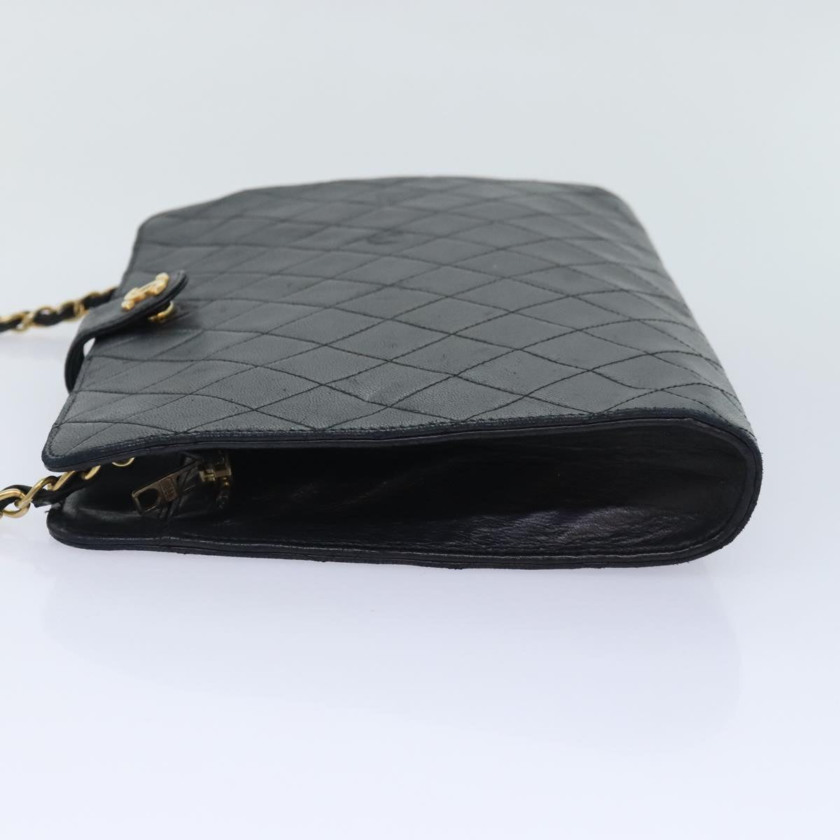 CHANEL Matelasse Chain Shoulder Bag Lamb Skin Black Gold CC bs18351