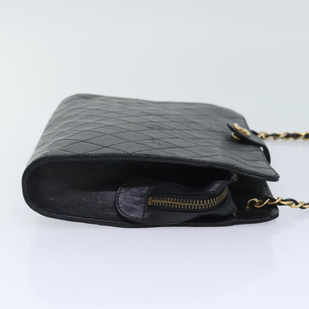 CHANEL Matelasse Chain Shoulder Bag Lamb Skin Black Gold CC bs18351