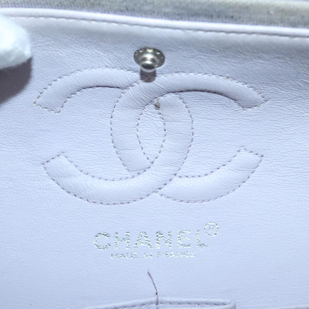 CHANEL Matelasse Chain Hand Bag Cotton Purple Silver CC bs18352