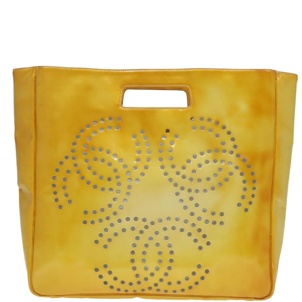 CHANEL COCO Mark Hand Bag Patent leather Yellow CC bs18402