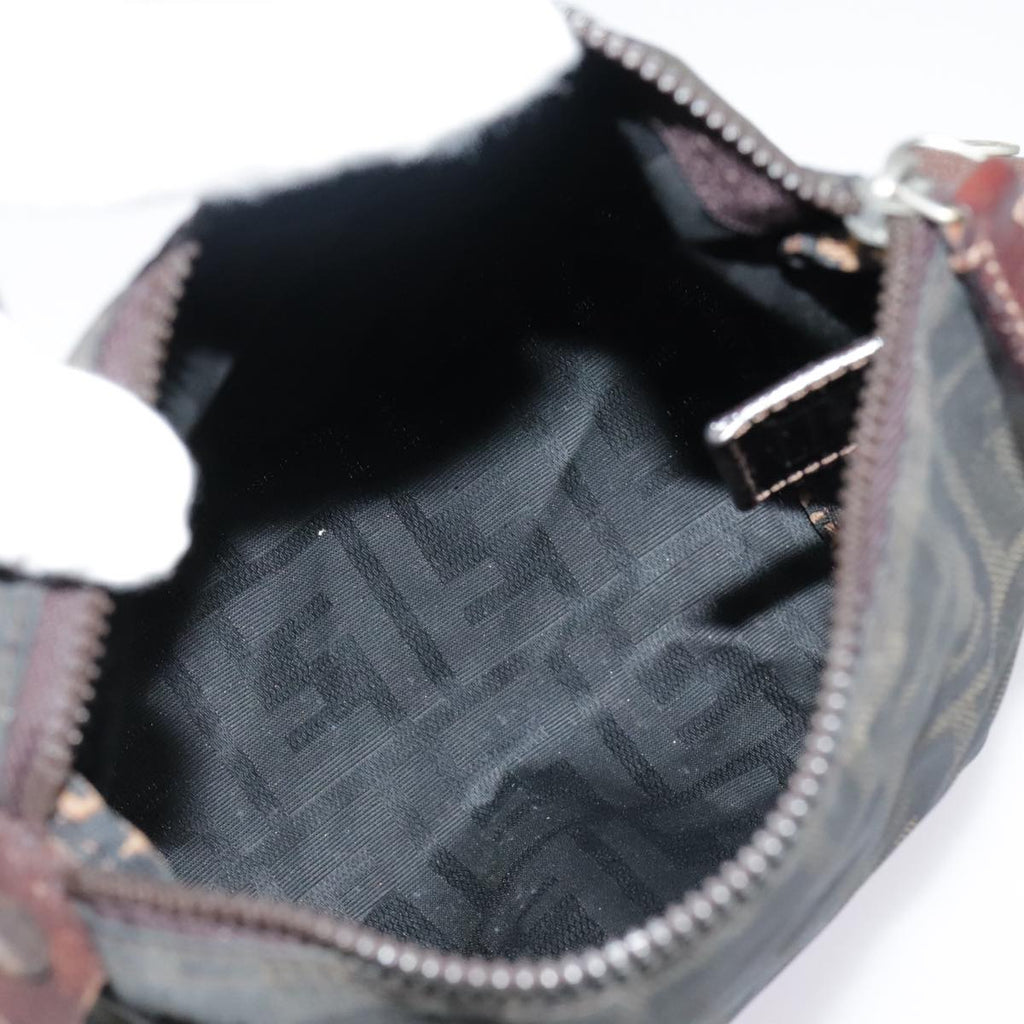 FENDI Zucca Canvas Hand Bag Brown Black bs18438