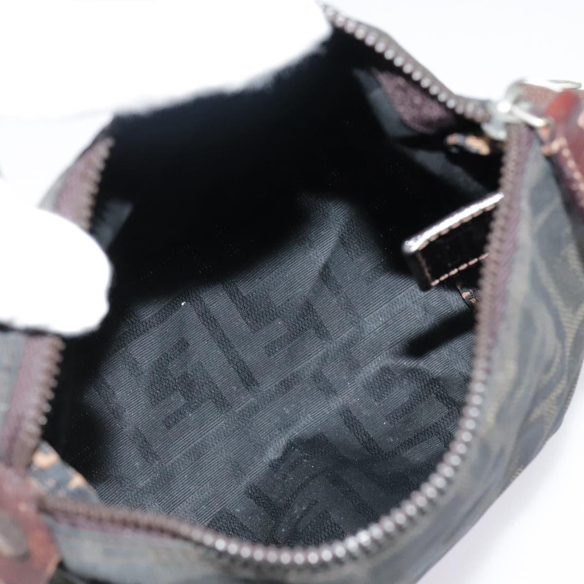 FENDI Zucca Canvas Hand Bag Brown Black bs18438