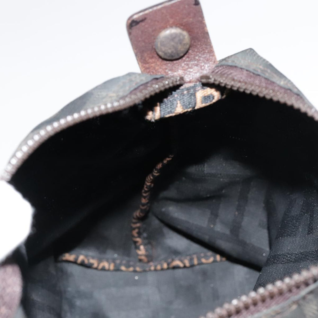 FENDI Zucca Canvas Hand Bag Brown Black bs18438