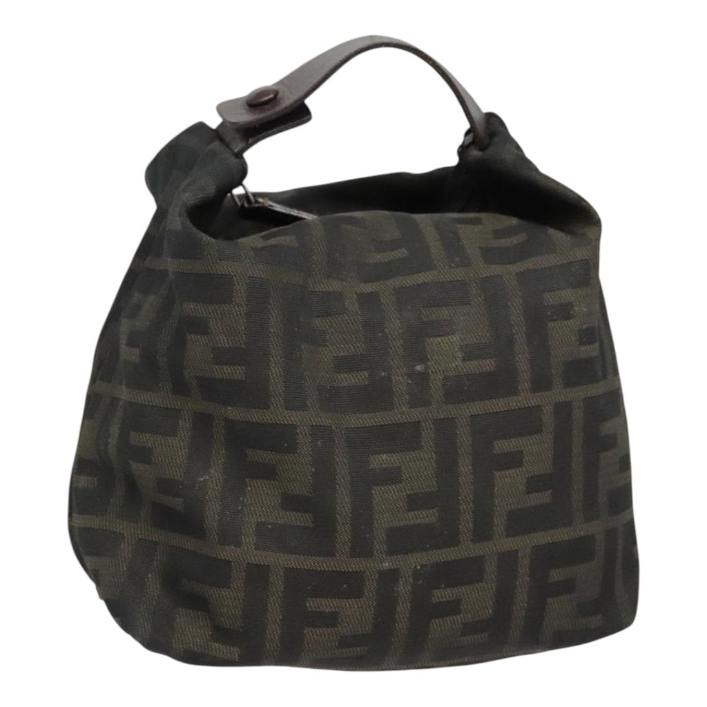 FENDI Zucca Canvas Hand Bag Brown Black bs18438