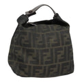 FENDI Zucca Canvas Hand Bag Brown Black bs18438