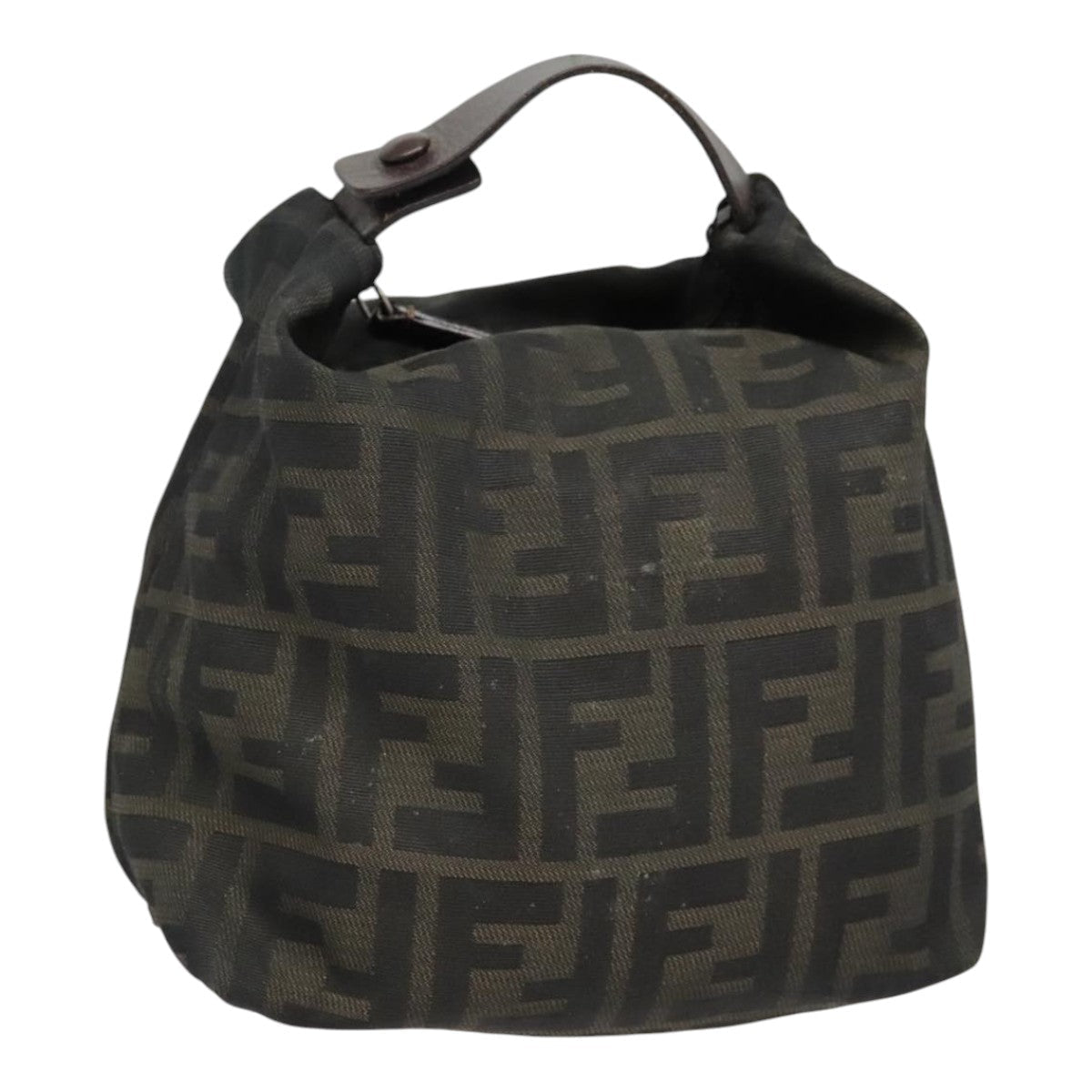 FENDI Zucca Canvas Hand Bag Brown Black bs18438