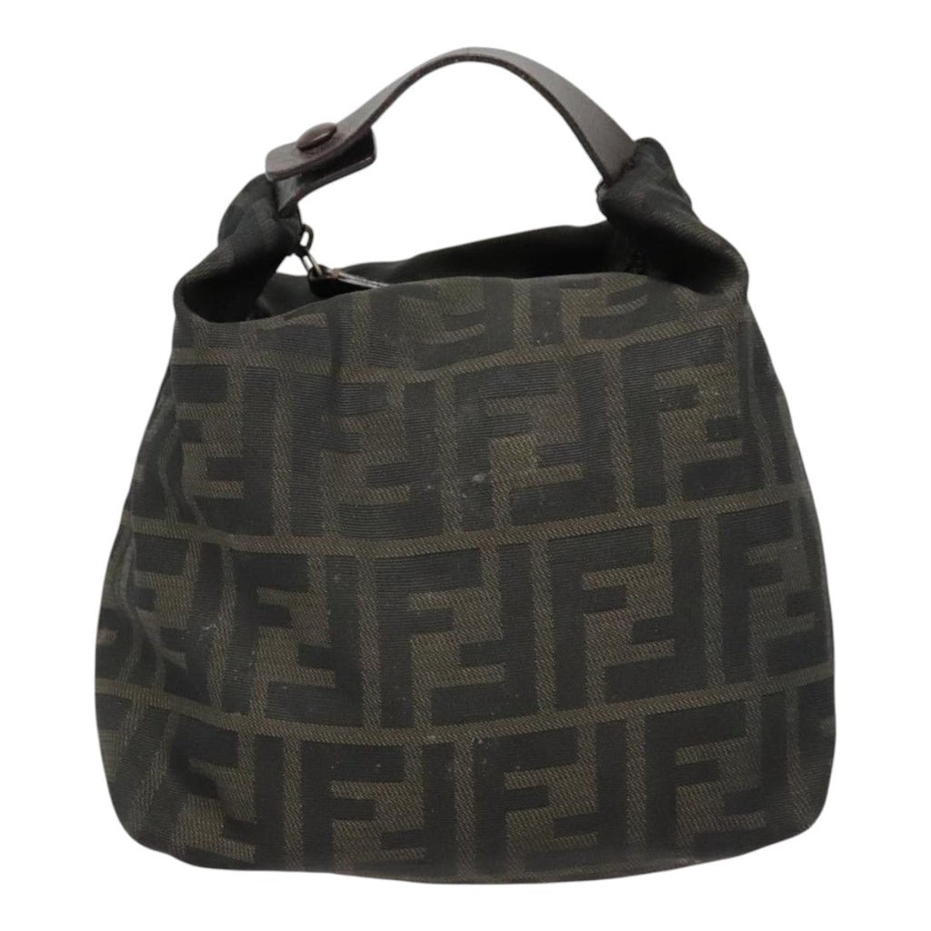 FENDI Zucca Canvas Hand Bag Brown Black bs18438